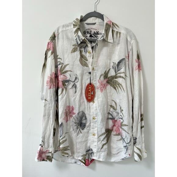NWT Tommy Bahama Linen Long Sleeve Button Front Shirt Orchid Floral Mens Size L - Picture 1 of 10